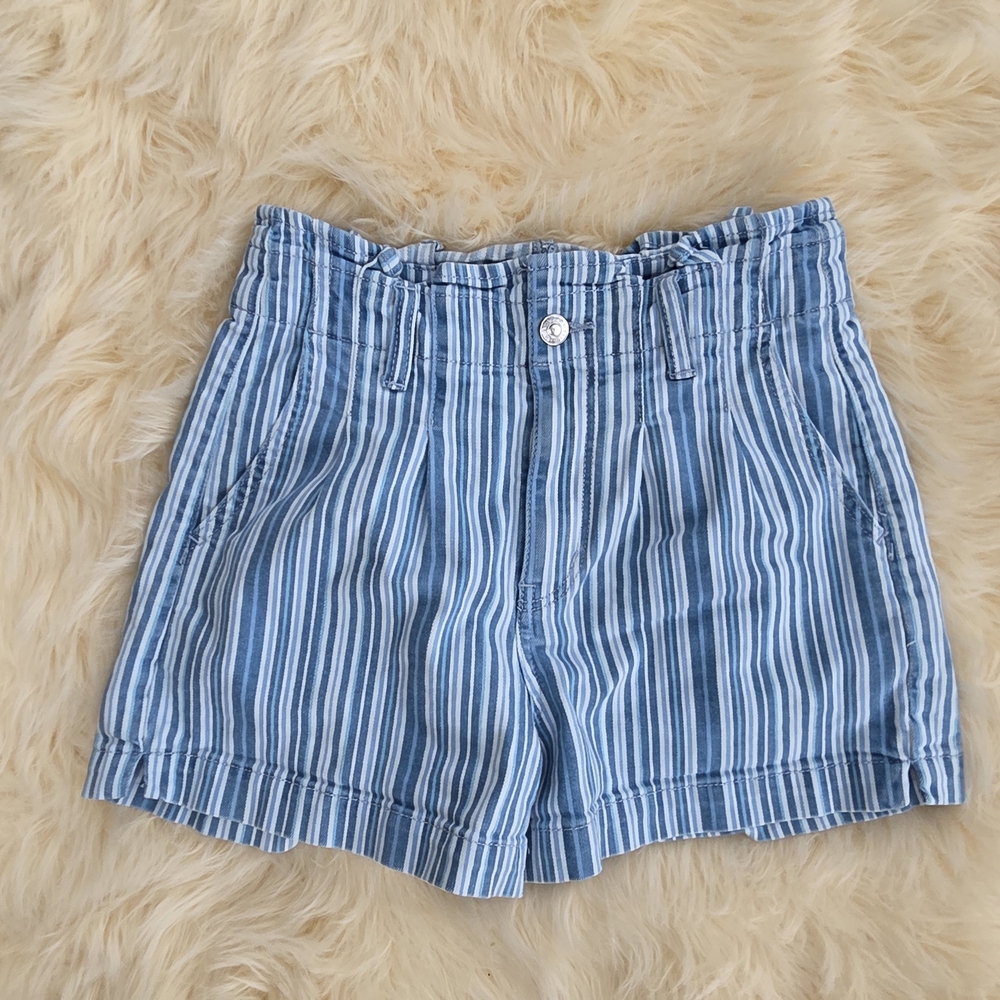 American Eagle Outfitters Blue & White Striped Jean Shorts AE Size 2 Stretch
